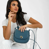 شنطة كروس بدي جلد بحزام قابل للتعديل لون تركواز - 6