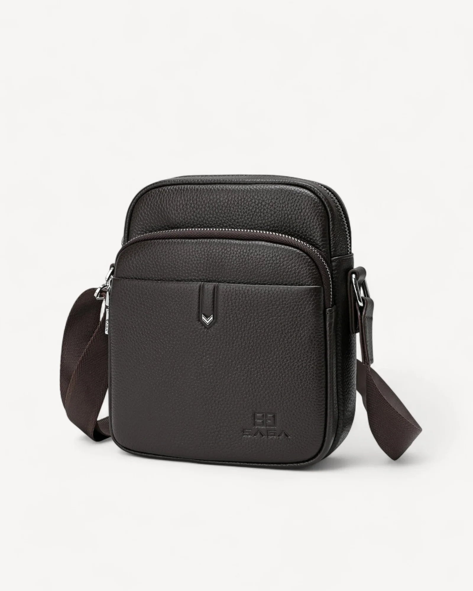 شنطة خصر جلد طبيعي رجالية لون بني - 1