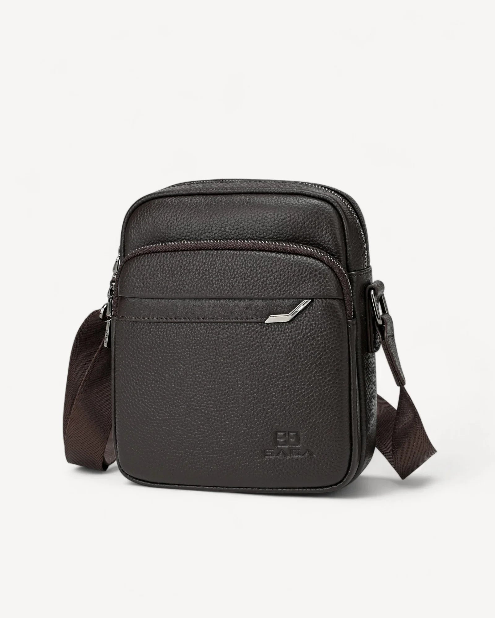 شنطة خصر جلد طبيعي بحامل لون بني - 1