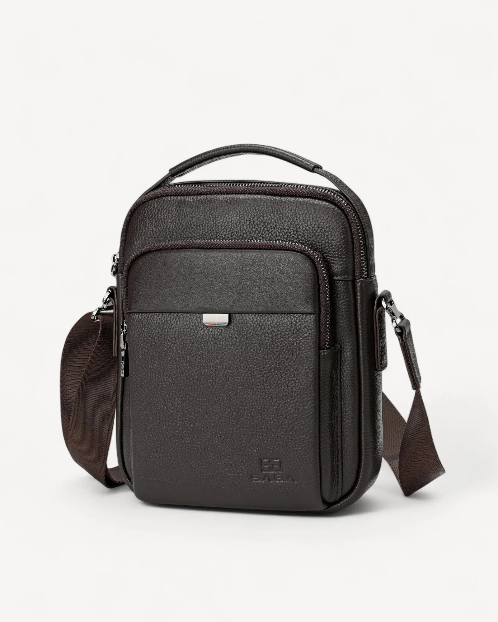 شنطة خصر جلد طبيعي بحامل لون بني - 1