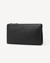 محفظة جلد رجالية بسحاب لون اسود - 1