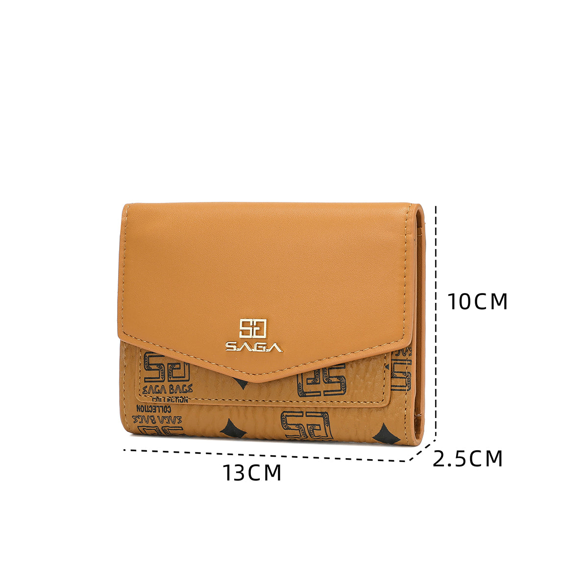 محفظة محفظة SAGA النسائية بأبعاد دقيقة وتصميم جلدي متناسق.
