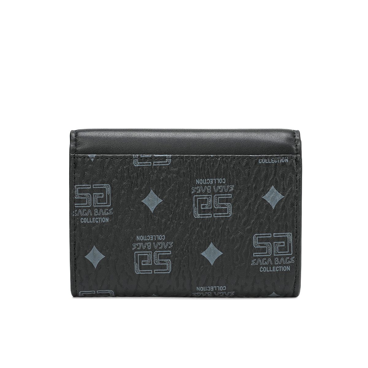 محفظة نسائية أسود اللون من ساغا بتصميم مقاوم للماء والتشقق.