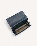 محفظة طويلة بنقشة مونوغرام لون كحلي - 4