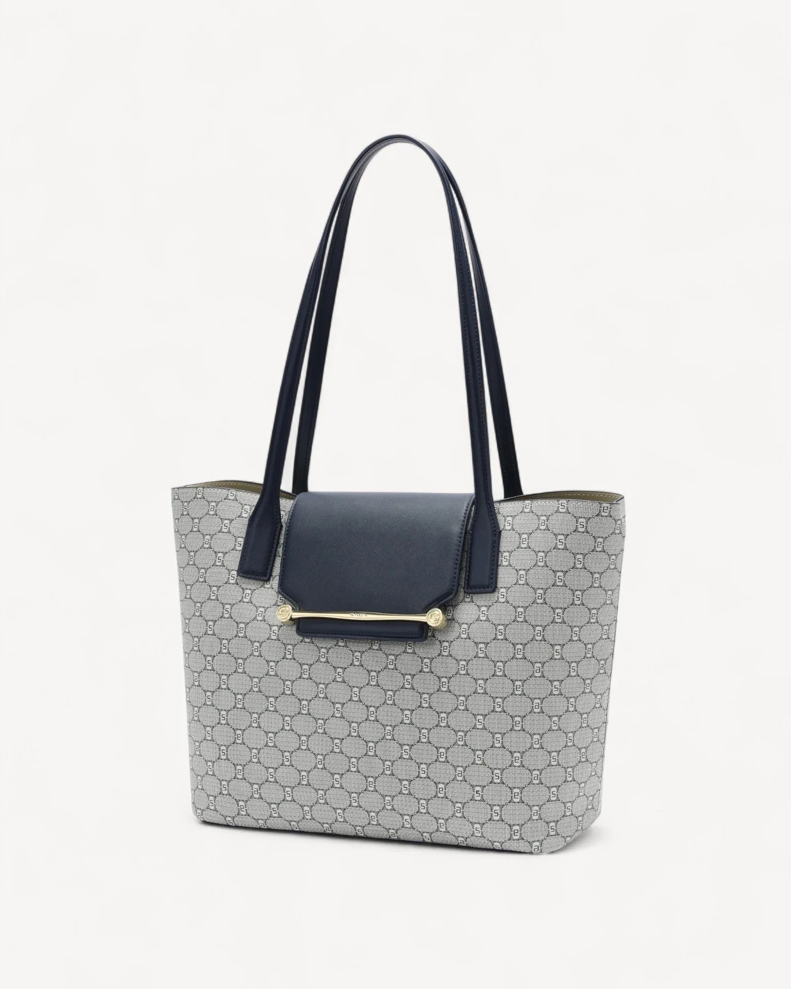 شنطة توت مونوغرام شعار ساغا لون كحلي - 1