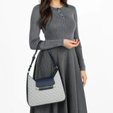 شنطة كتف مونوغرام هاف مون بحزام لون كحلي - 11