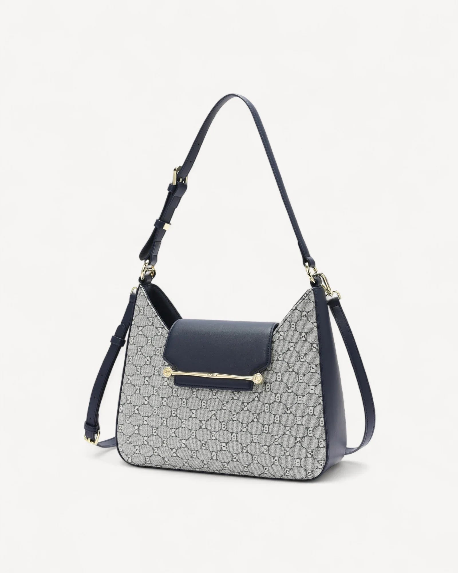 شنطة كتف مونوغرام هاف مون بحزام لون كحلي - 1