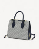 شنطة كتف بنقشة مونوغرام لون كحلي - 1