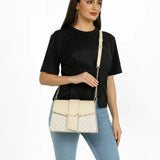شنطة كتف بحزام قابل للإزالة لون بيج - 6
