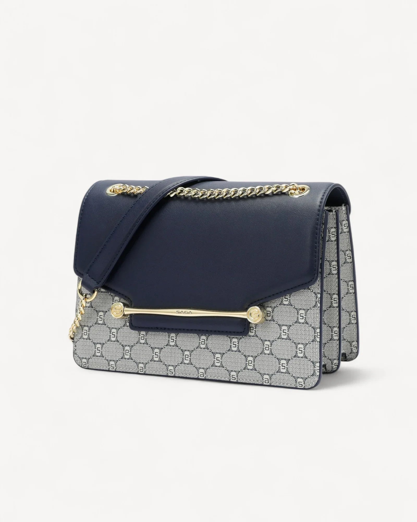 شنطة كتف وحزام كتف بسلسلة لون كحلي - 1