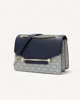 شنطة كتف وحزام كتف بسلسلة لون كحلي - 1