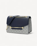 شنطة كتف وحزام كتف بسلسلة لون كحلي - 1