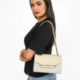 شنطة كتف وحزام كتف بسلسلة لون بيج - 5