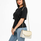 شنطة كتف وحزام كتف بسلسلة لون بيج - 7