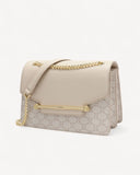 شنطة كتف وحزام كتف بسلسلة لون بيج - 1