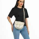 شنطة كروس بدي نصف دائرية لون بيج - 7