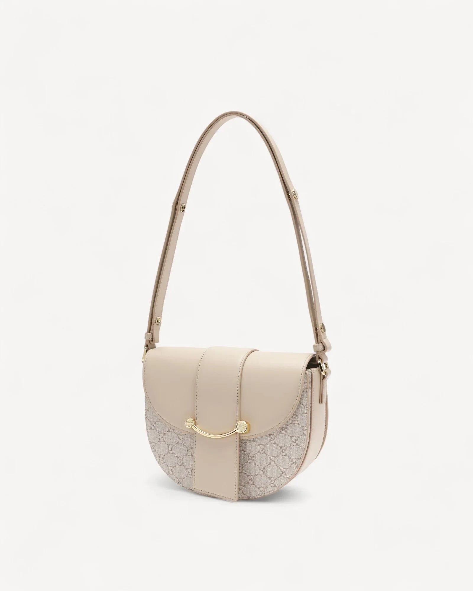 شنطة كروس بدي نصف دائرية لون بيج - 1