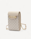 شنطة كروس بدي صغيرة بحزام ذهبي لون بيج - 1