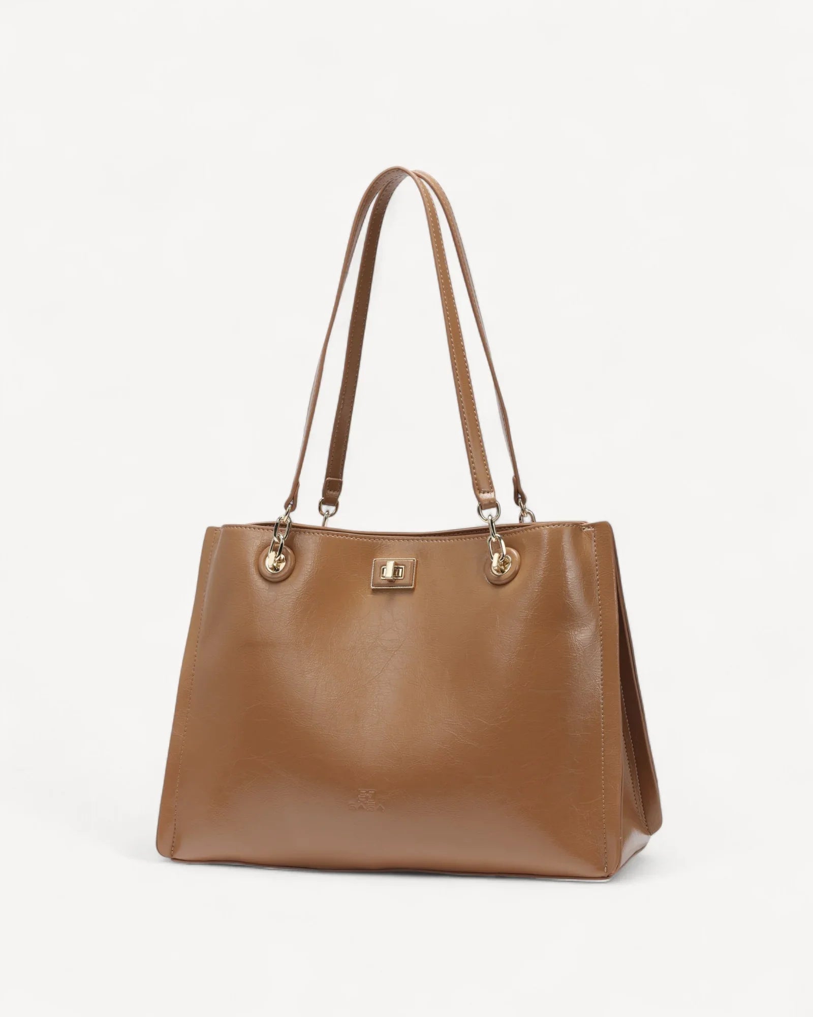 شنطة كتف كلاسيكة بحامل مزدوج لون بني - 1