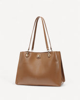 شنطة كتف كلاسيكة بحامل مزدوج لون بني - 1