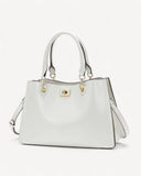 شنطة جلد ناعم بمقبض وحمالة كتف لون ابيض - 1