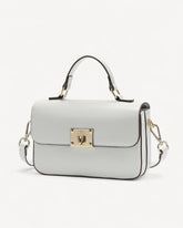 شنطة كتف جلد ناعم بحامل قابل للإزالة لون ابيض - 1