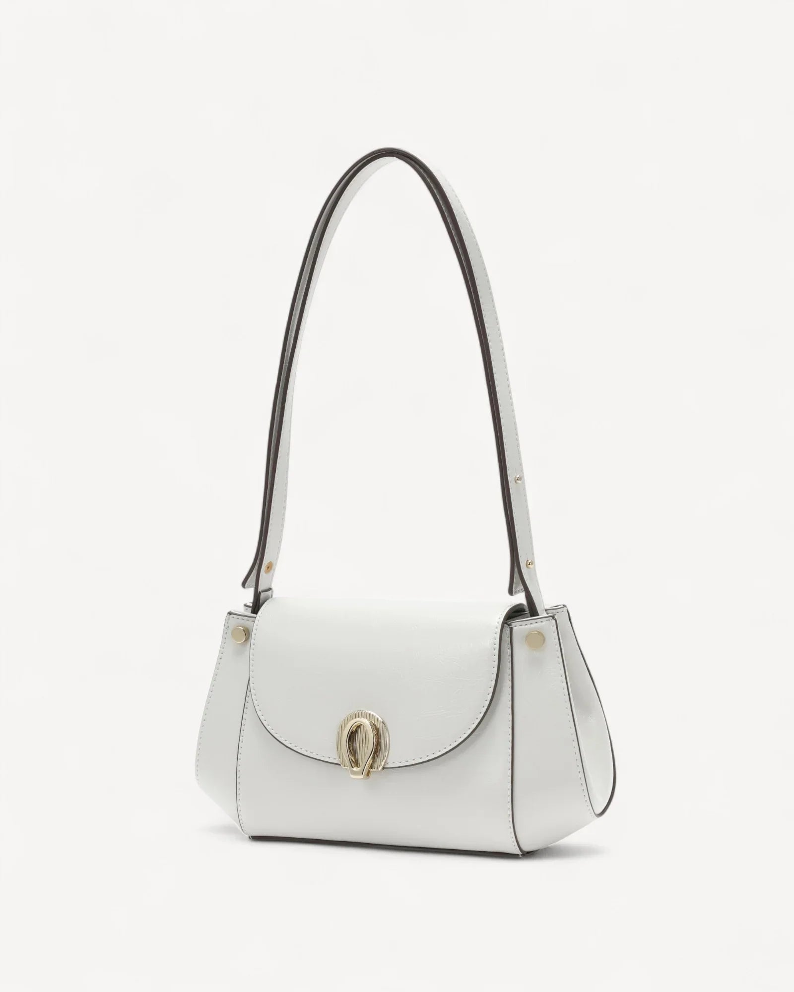 شنطة كتف جلد ناعم بحزام قابل للتعديل لون ابيض - 1