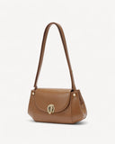 شنطة كتف جلد ناعم بحزام قابل للتعديل لون بني - 1