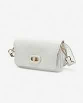 شنطة كروس بدي جلد طبيعي بحامل لون ابيض - 1