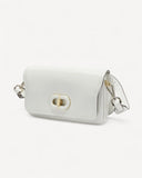 شنطة كروس بدي جلد طبيعي بحامل لون ابيض - 1