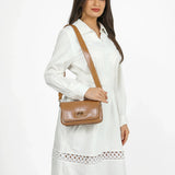 شنطة كروس بدي جلد طبيعي بحامل لون بني - 7