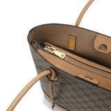 شنطة كتف حجم واسع جلد بي في سي ومايكروفايبر طبيعي لون بيج