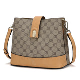 شنطة كتف صغيرة من جلد البي في سي والمايكروفايبر الطبيعي والفاخر لون بيج