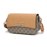 شنطة كتف صغيرة الحجم مصنوعة من جلد البي في سي والمايكروفايبر الطبيعي والفخم لون بيج