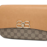 شنطة كتف صغيرة الحجم مصنوعة من جلد البي في سي والمايكروفايبر الطبيعي والفخم لون بيج