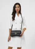 Stylish women's shoulder bag in black with a practical rectangular design.