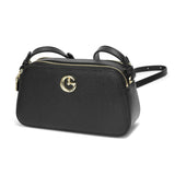 Elegant women's shoulder bag in black with a top zipper
