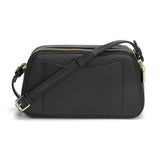 Elegant women's shoulder bag in black with a top zipper