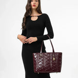 شنطة توت كبيرة جلد طبيعي لون عنابي - 6