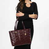 شنطة توت كبيرة جلد طبيعي لون عنابي - 8