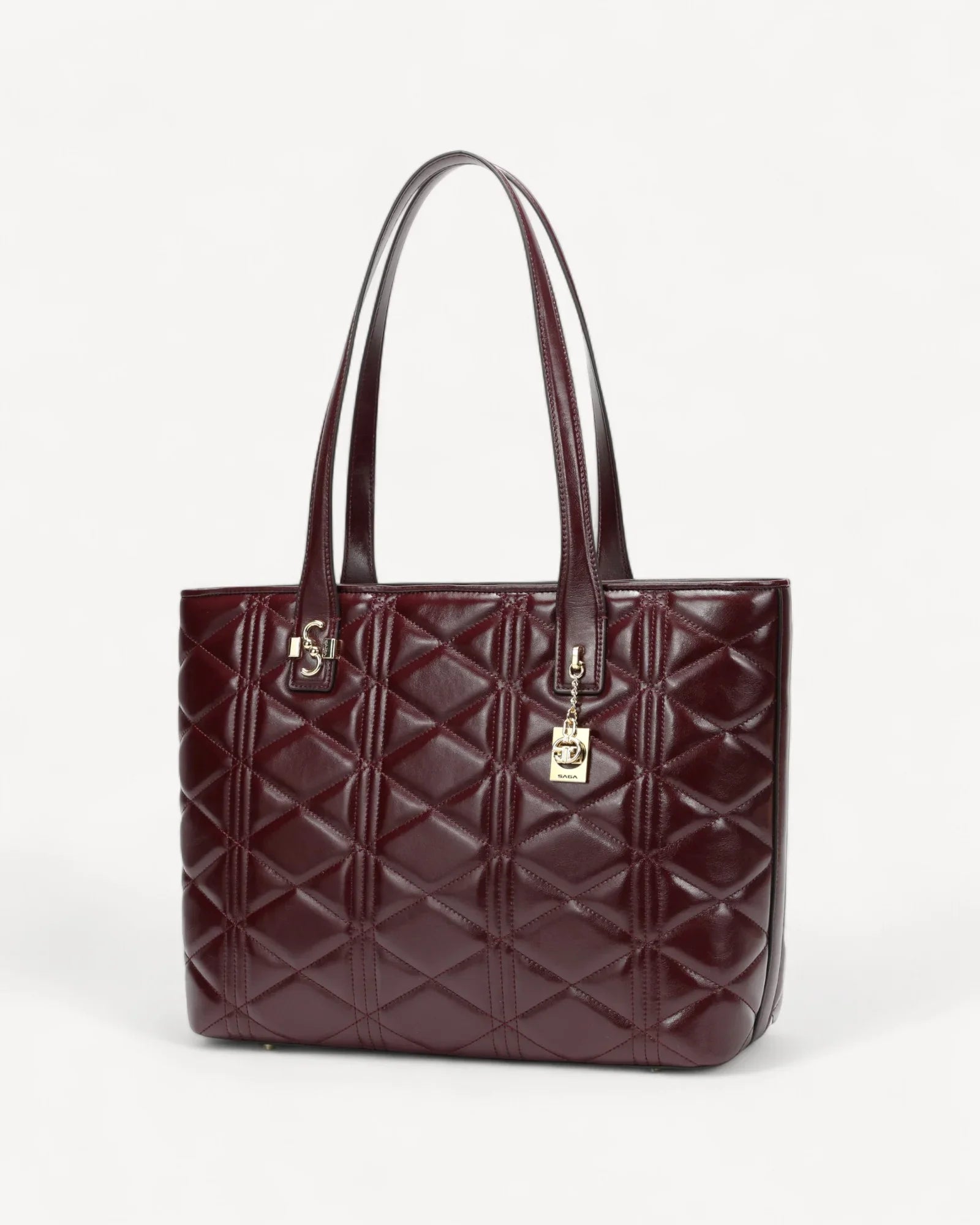 شنطة توت كبيرة جلد طبيعي لون عنابي - 1