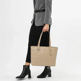 شنطة توت كبيرة جلد طبيعي لون بيج - 7