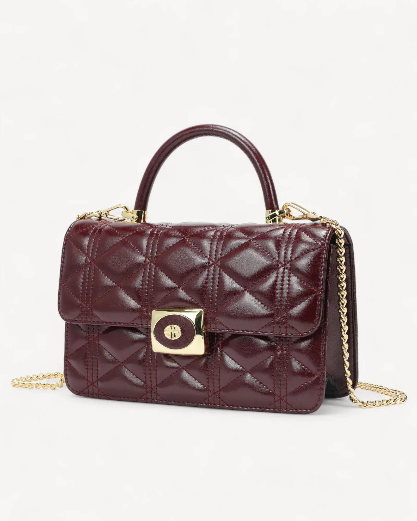 شنطة كتف قفل مغناطيسي بحزام لون عنابي - 1