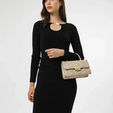 شنطة كتف قفل مغناطيسي بحزام لون بيج - 6