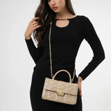 شنطة كتف قفل مغناطيسي بحزام لون بيج - 7