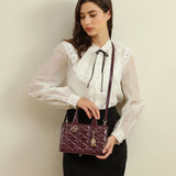 شنطة كتف جلد بحزام قابل للإزالة لون عنابي - 6