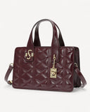 شنطة كتف جلد بحزام قابل للإزالة لون عنابي - 1