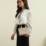 شنطة كتف جلد بحزام قابل للإزالة لون بيج - 8