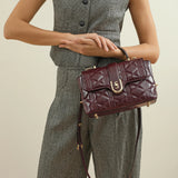 شنطة كتف صغيرة جلد طبيعي لون عنابي - 8