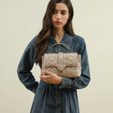 شنطة كتف صغيرة جلد طبيعي لون بيج - 6